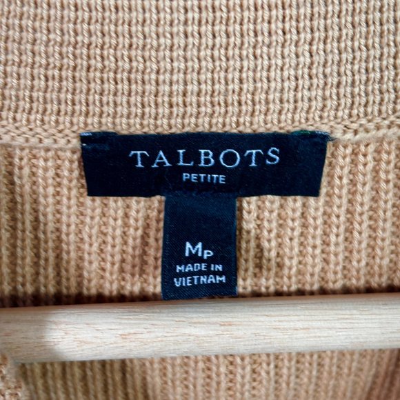 SOLD talbots tan 100% pima cotton ribbed knit sweater Mp petite medium - Picture 10 of 11